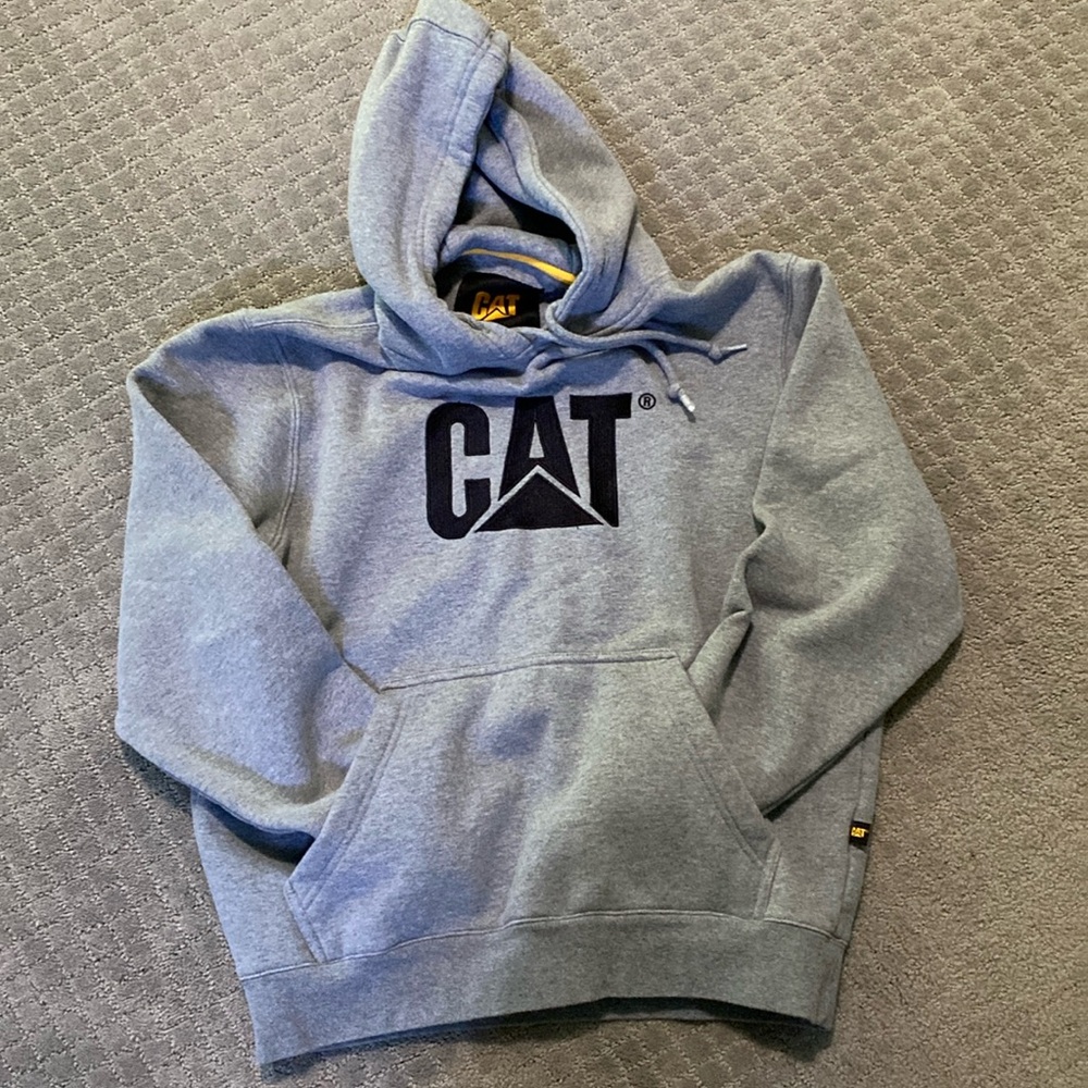 Men’s CAT hoodie sweatshirt gray Sz Med